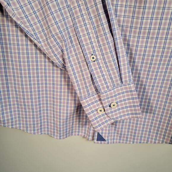 UNTUCKit Purple Blue Plaid Dress Shirt Men’s Large L Stretch Meyer 40098 - Picture 4 of 8